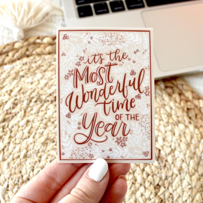 "It's the Most Wonderful Time of the Year" Watercolor Vinyl Sticker